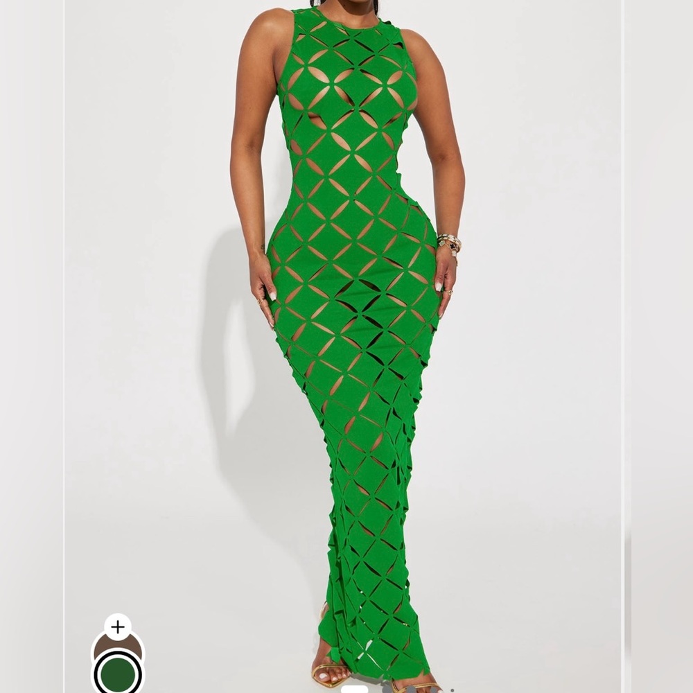 Fashion Nova Vibrant Green Backless Dress